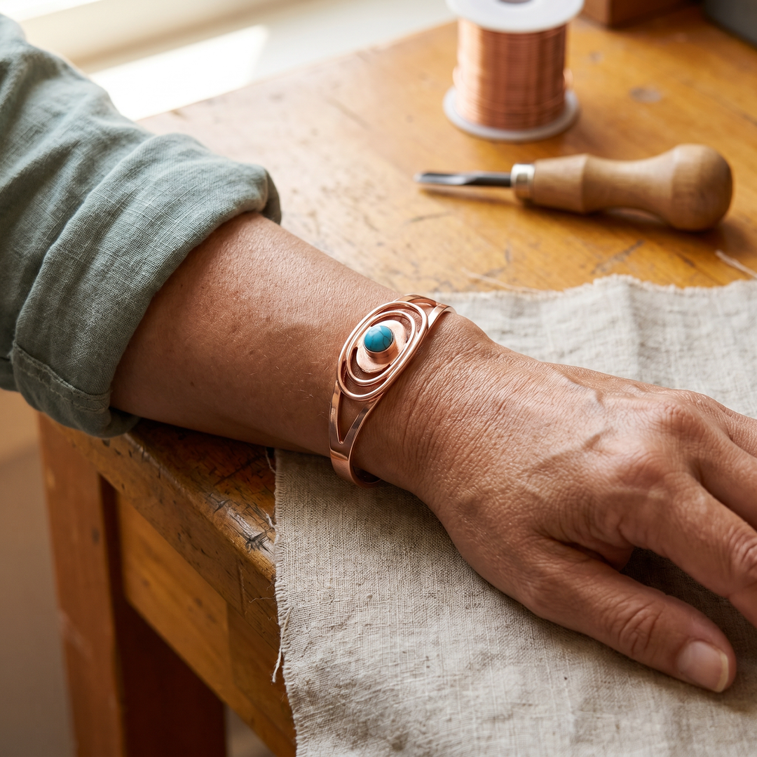 Viveka – Koppararmband med sten och magneter