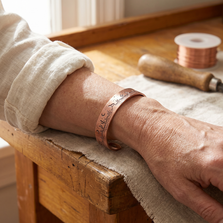 Judit – Handgraverat koppararmband med ökenmotiv