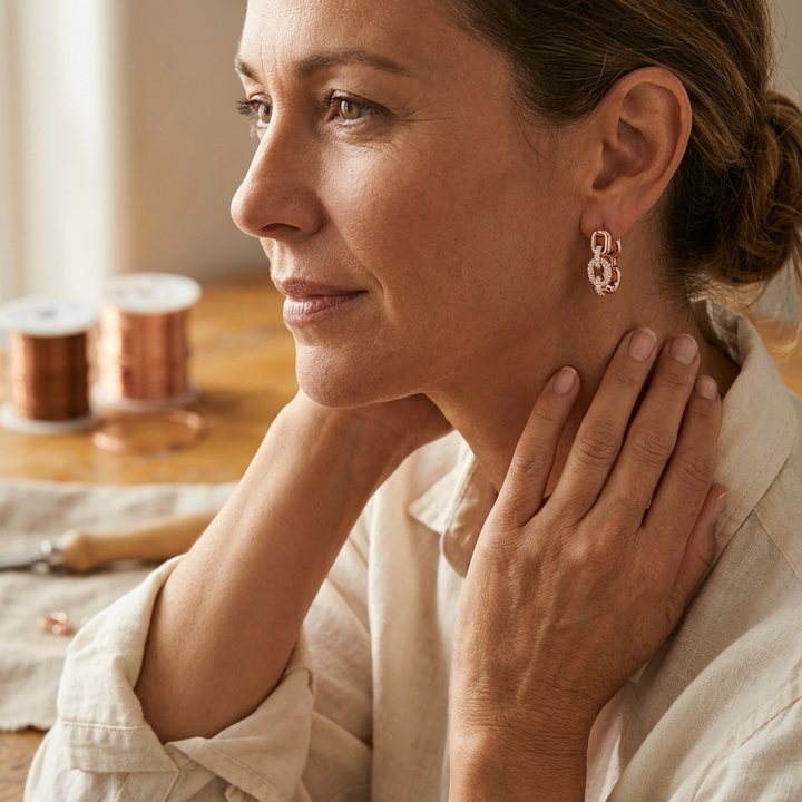 Maja – Länkformade örhängen med kristallinlägg