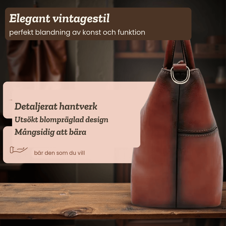 Hillevi – Handväska med handgjord blomgravyr