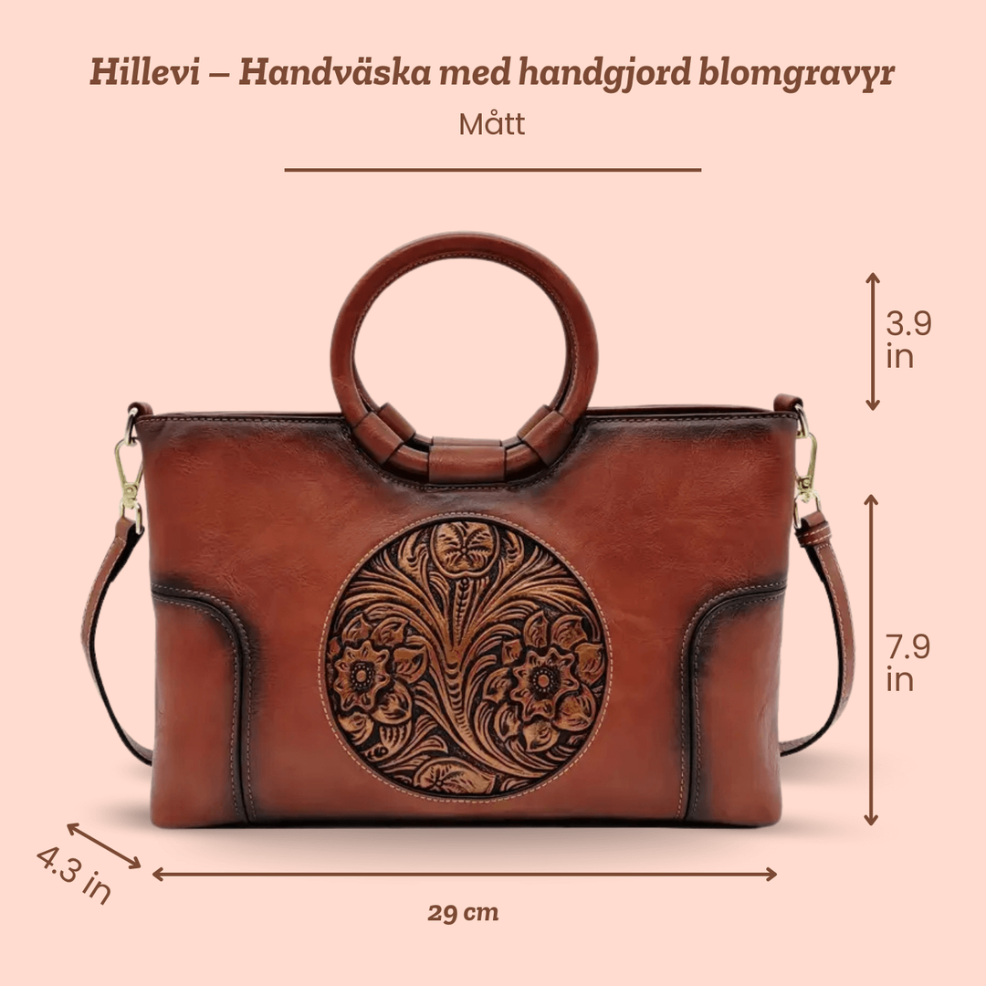 Hillevi – Handväska med handgjord blomgravyr