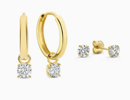 Birgitta – elegant set med guldstenörhängen