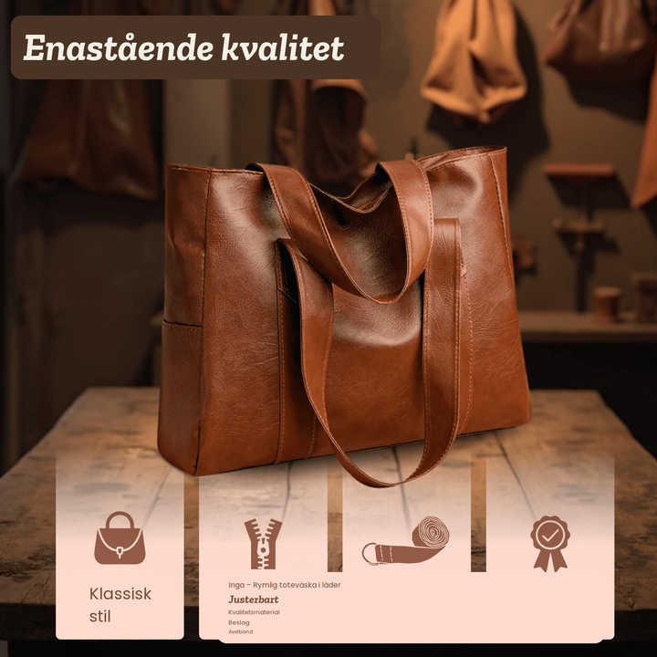 Inga – Rymlig toteväska i läder