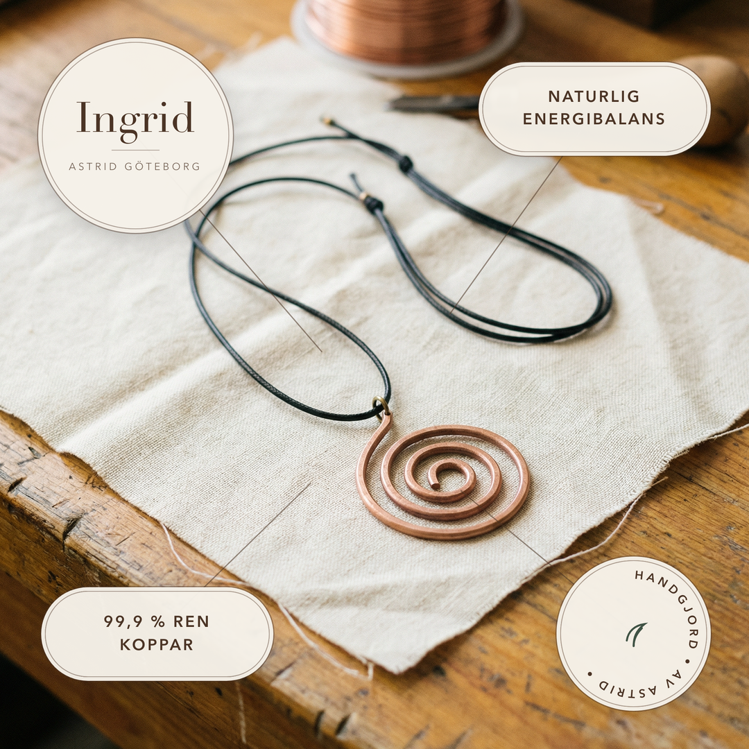 Ingrid – Halsband med spiralpendel i koppar