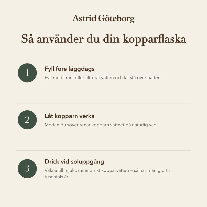Josefin – Handhamrad vattenflaska i koppar