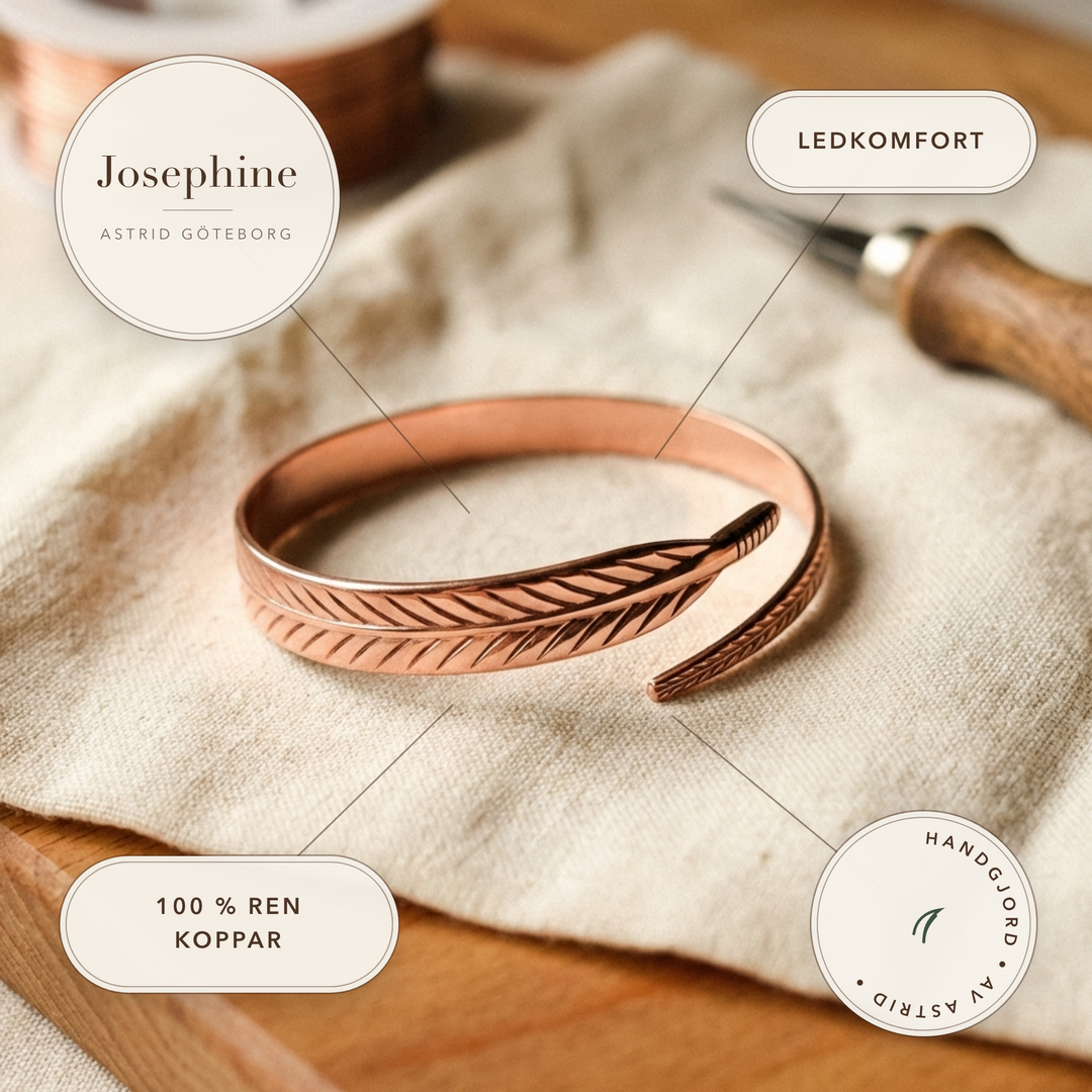 Josephine – Handgraverat armband med fjädermotiv