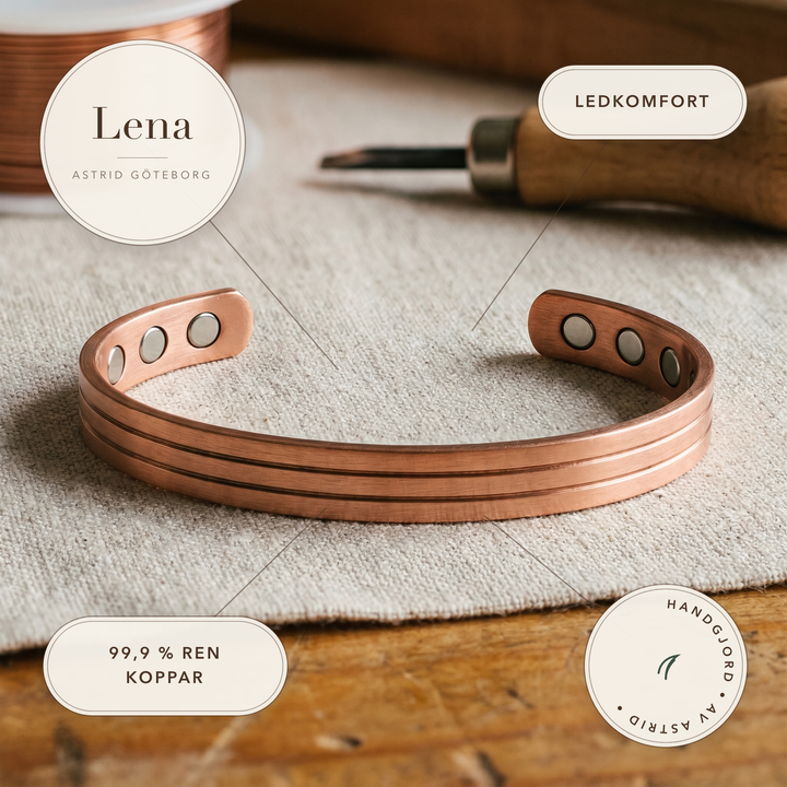 Lena – Handgjort koppararmband med magneter