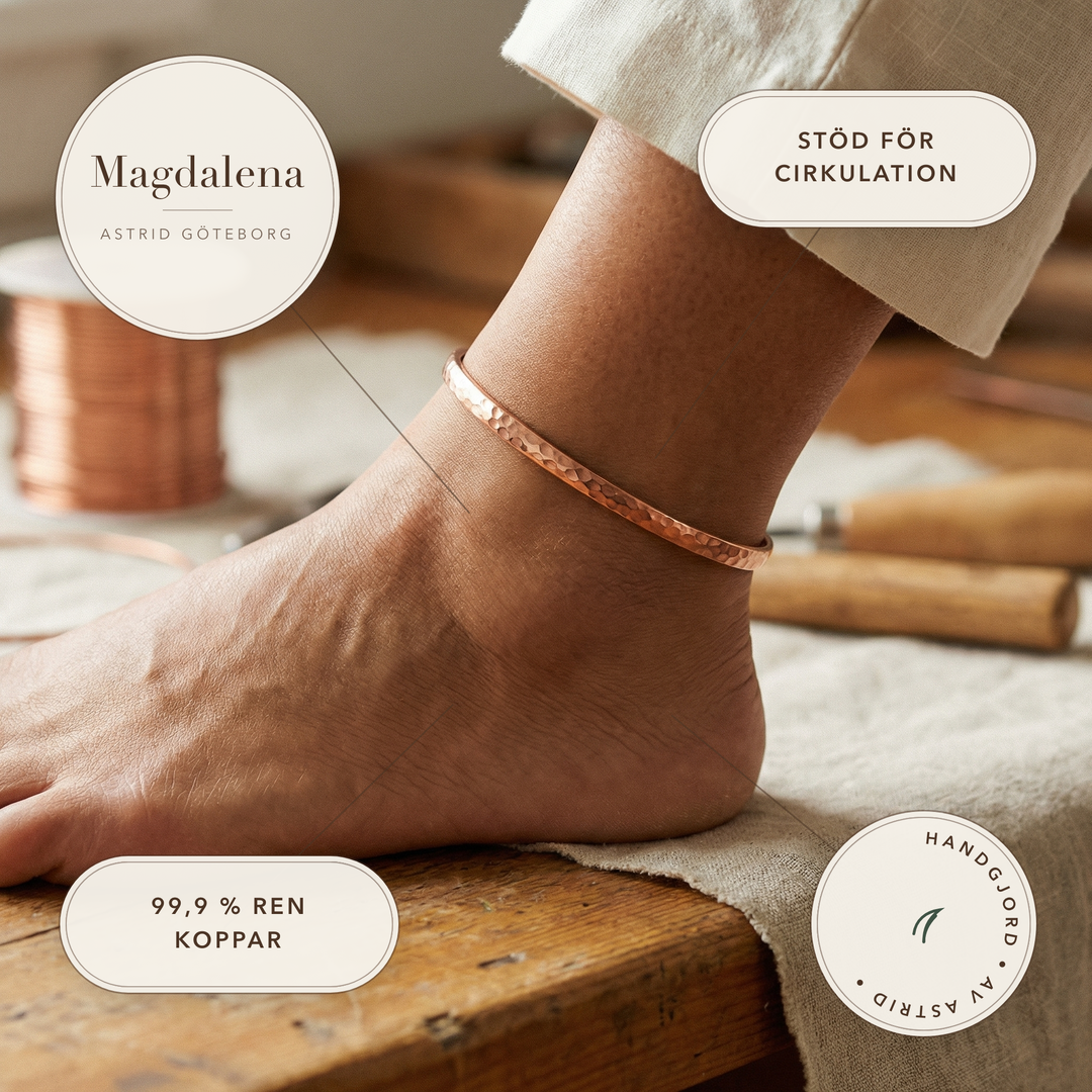 Magdalena – Handhamrad fotlänk i koppar