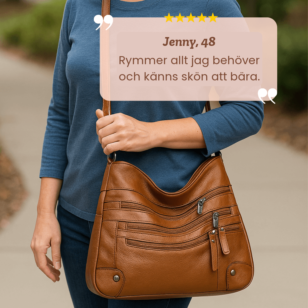 Maj – Axelväska med flera dragkedjefickor