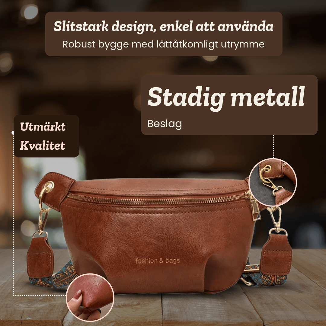 Margareta – Rymlig magväska med mönstrat axelband