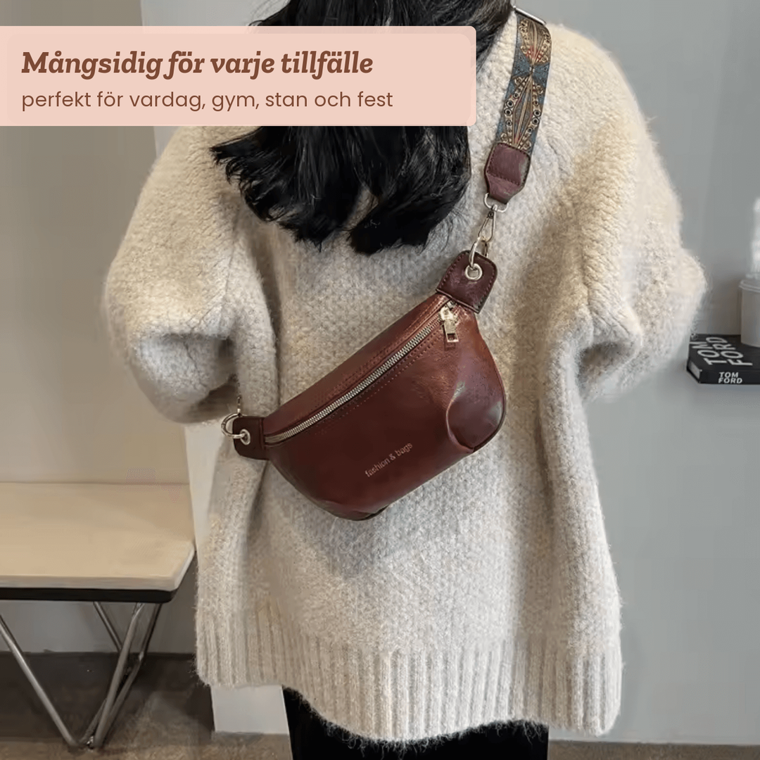 Margareta – Rymlig magväska med mönstrat axelband