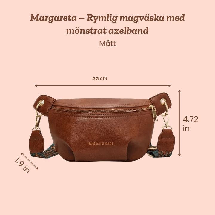 Margareta – Rymlig magväska med mönstrat axelband