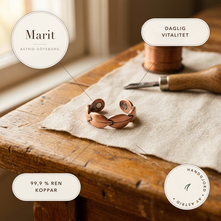 Marit – Kopparring med lövmönster