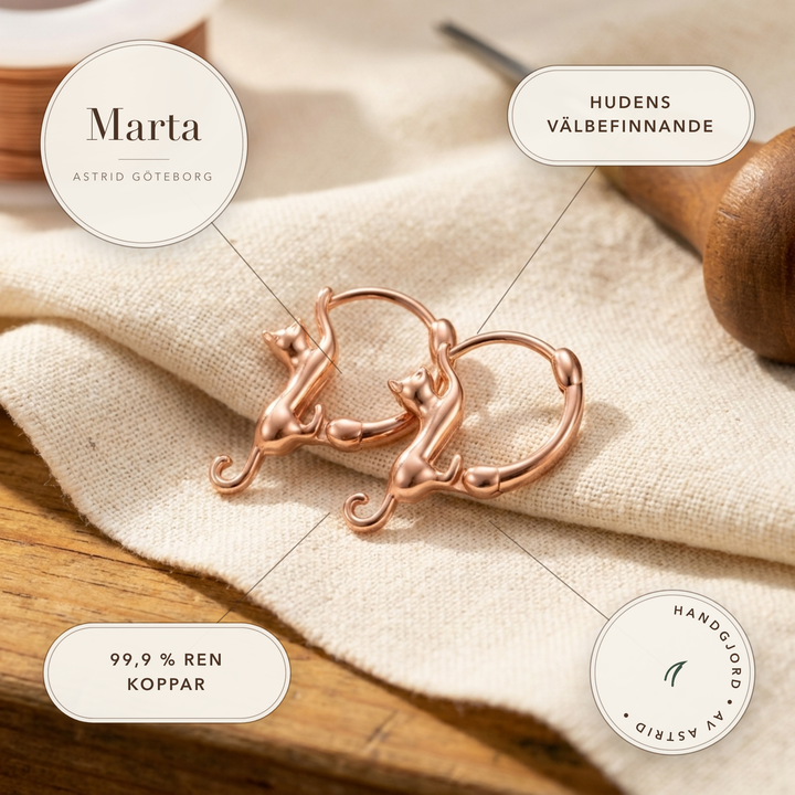 Marta – Ringörhängen med kattmotiv