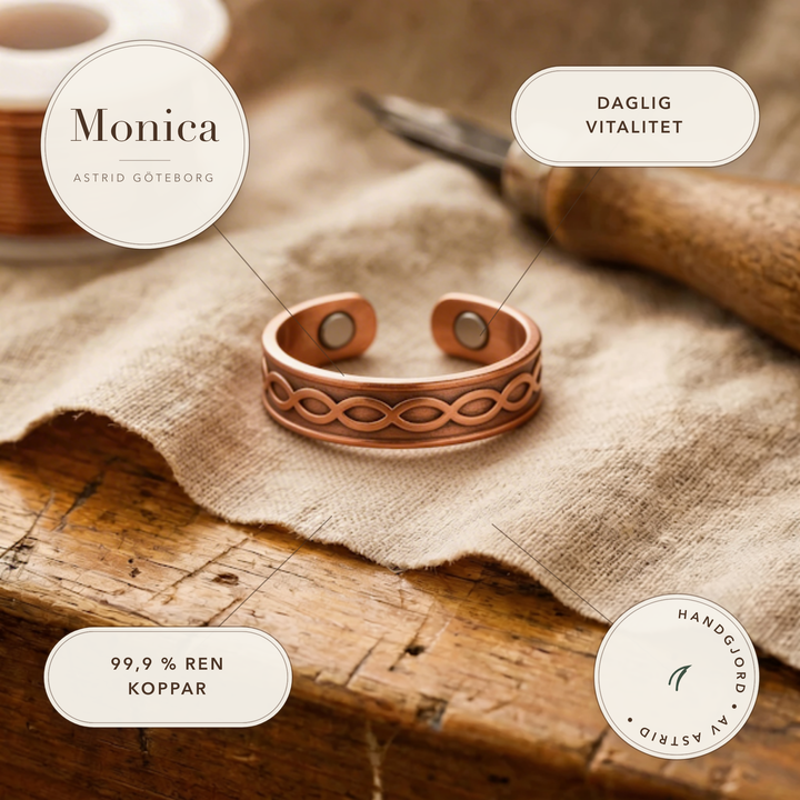 Monica – Handgraverad ring i rent koppar