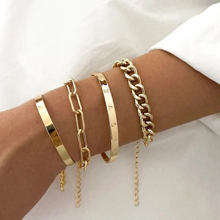 Signe – elegant guldarmbandsset