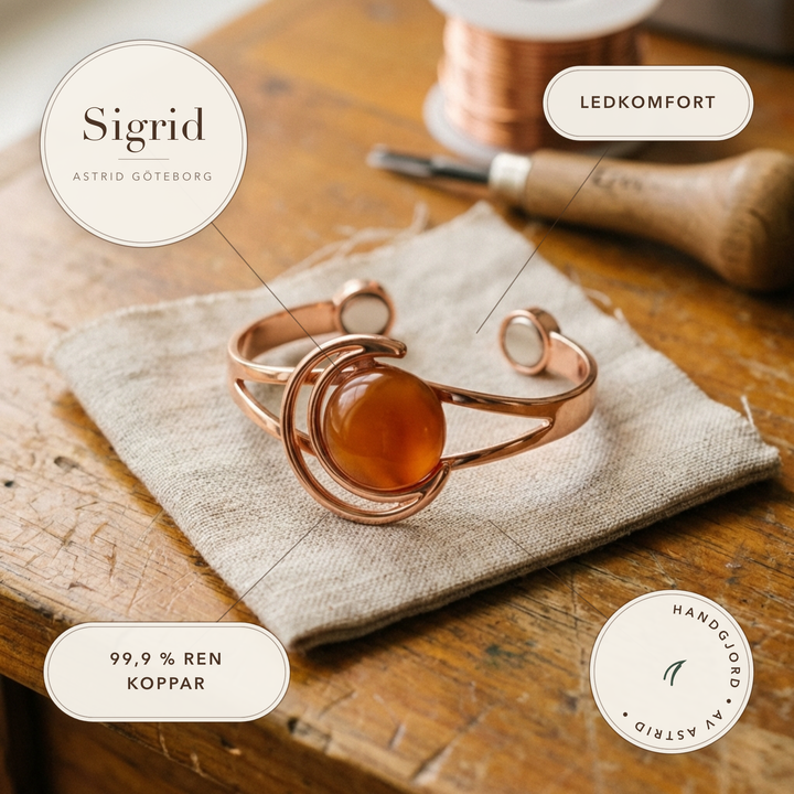 Sigrid – Handgjort manschettarmband med ädelsten