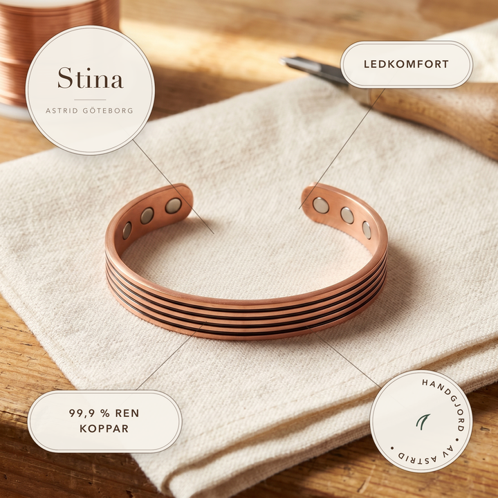 Stina – Magnetarmband i massivt koppar