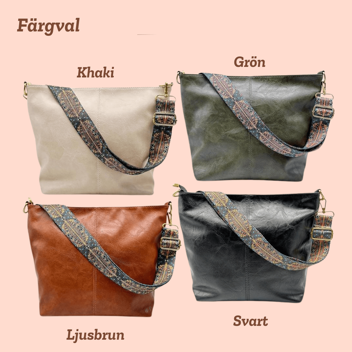 Svea – Rymlig axelväska i texturerat läder