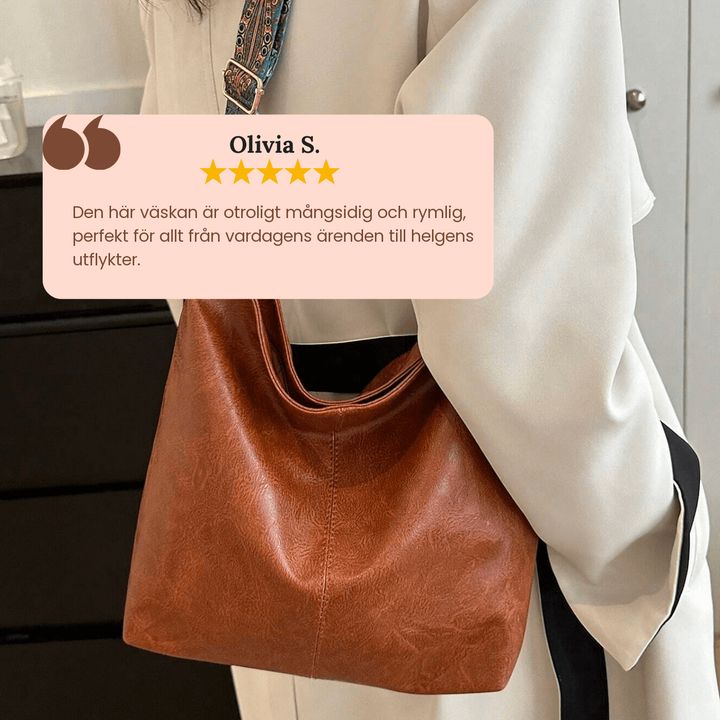 Svea – Rymlig axelväska i texturerat läder