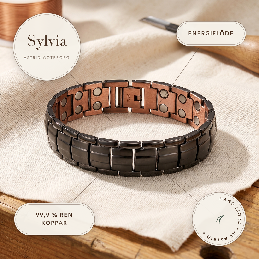 Sylvia – Brett koppararmband med magnetlås