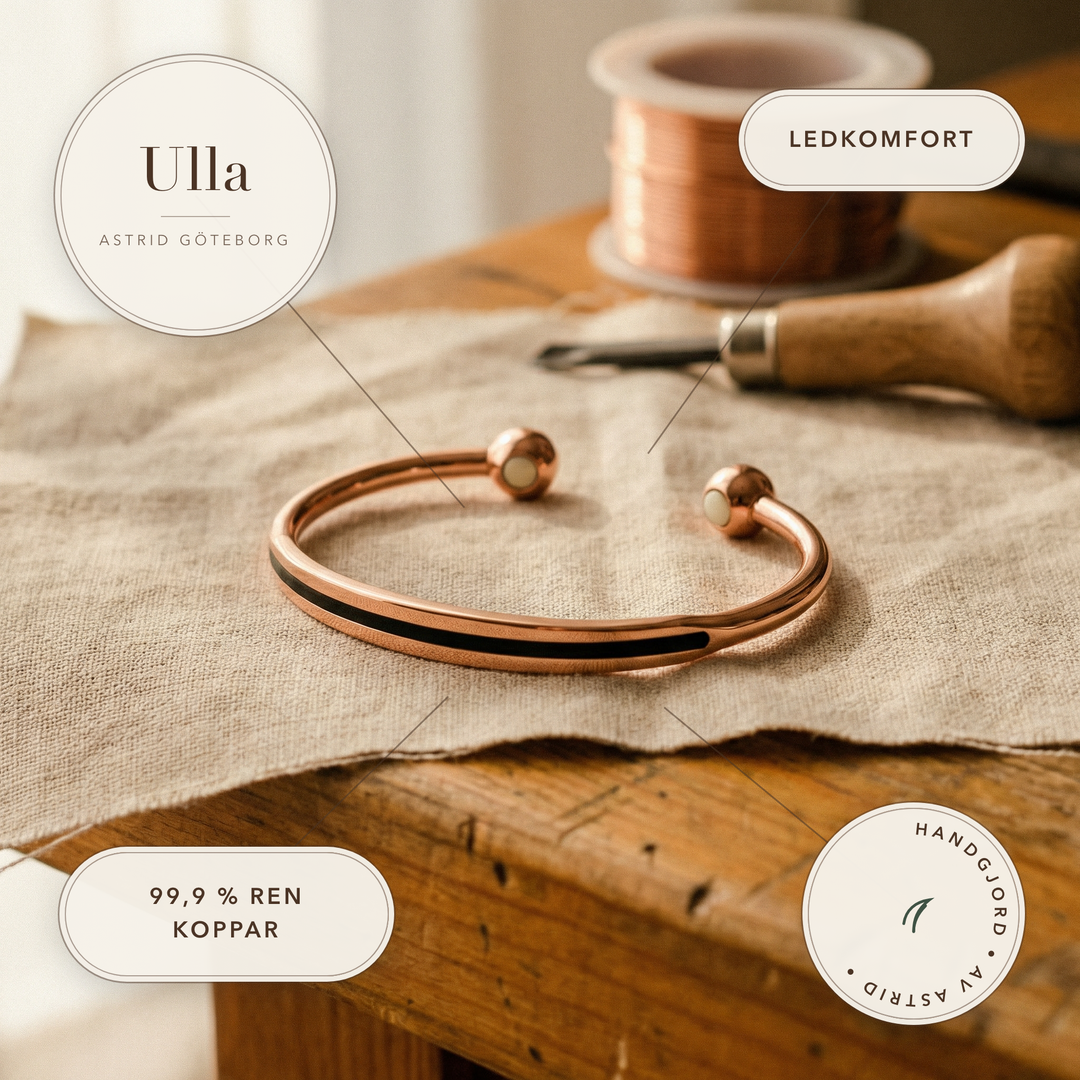 Ulla – Polerat koppararmband med kuländar