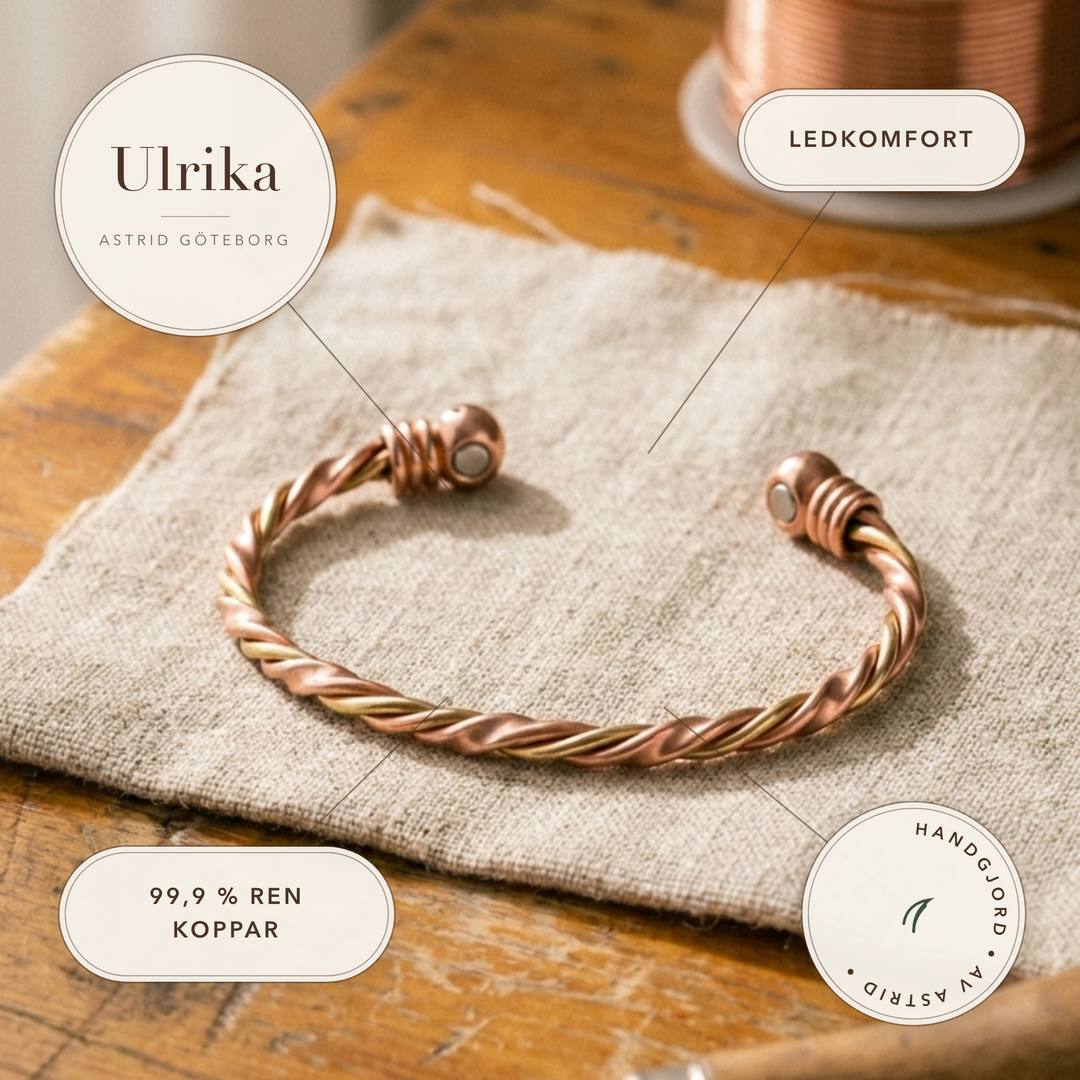 Ulrika – Handvridet armband i äkta koppar