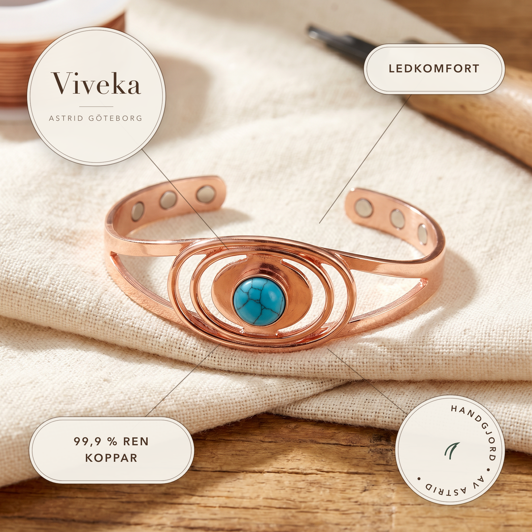 Viveka – Koppararmband med sten och magneter